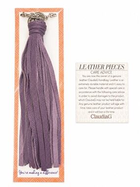 Claudia G Purple Leather Tassel Keychain Charm – Like New – Bag or Key Accessory